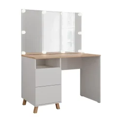 Schminktisch Karen Weiß/Artisan 110 cm mit LED-Lichterkette Vicco