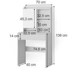 Schminktisch Laura Weiß 70 cm Vicco