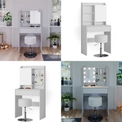 Schminktisch Laura Weiß 70 cm mit Hocker Vicco