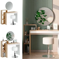 Schminktisch Leo Sonoma 100 cm mit Spiegel und Hocker Vicco