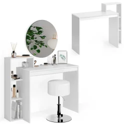 Schminktisch Leo Weiß 100 cm mit Spiegel und Hocker Vicco