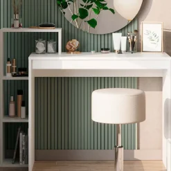 Schminktisch Leo Weiß 100 cm mit Spiegel und Hocker Vicco