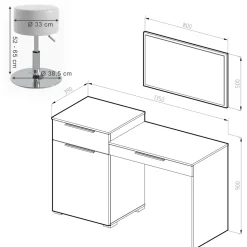 Schminktisch Lilli Weiß 135 cm mit Hocker Vicco