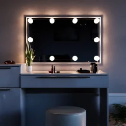 Schminktisch Lilli Weiß 135 cm mit LED Beleuchtung und Hocker Vicco