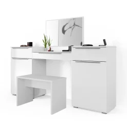 Schminktisch Lilli Weiß 190 cm mit Bank Vicco