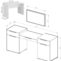 Schminktisch Lilli Weiß 190 cm mit Bank Vicco