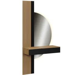 Schminktisch Melina Eiche/Schwarz 100 cm mit LED-Spiegel Vicco