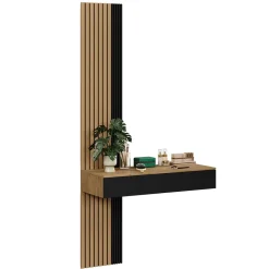 Schminktisch Melina Eiche/Schwarz 100 cm mit 2 Schubladen Vicco