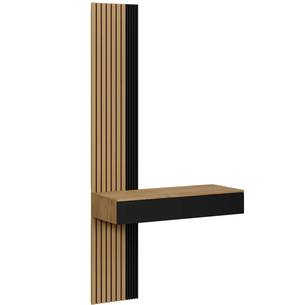 Schminktisch Melina Eiche/Schwarz 100 cm mit 2 Schubladen Vicco