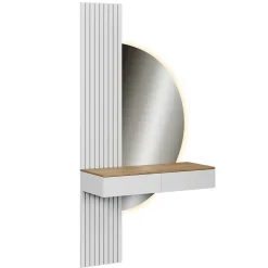 Schminktisch Melina Weiß/Eiche 100 cm mit LED-Spiegel Vicco