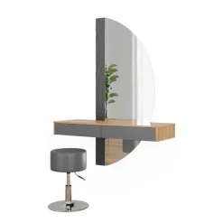 Schminktisch Melisa Grau 120 cm mit Beleuchtung und Hocker Vicco