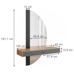 Schminktisch Melisa Grau 120 cm mit 2 Schubladen Vicco