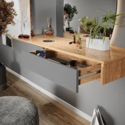 Schminktisch Melisa Grau 120 cm mit 2 Schubladen Vicco