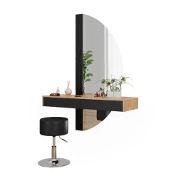 Schminktisch Melisa Schwarz 120 cm mit Beleuchtung und Hocker Vicco