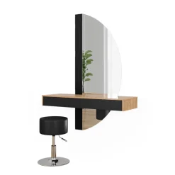 Schminktisch Melisa Schwarz 120 cm mit Beleuchtung und Hocker Vicco