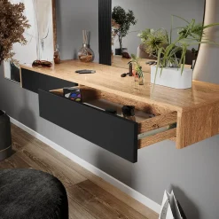 Schminktisch Melisa Schwarz 120 cm mit 2 Schubladen Vicco