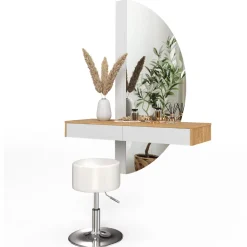 Schminktisch Melisa Weiß 120 cm mit LED Beleuchtung und Hocker Vicco