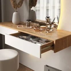 Schminktisch Melisa Weiß 120 cm mit LED Beleuchtung und Hocker Vicco