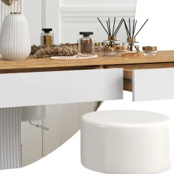 Schminktisch Melisa Weiß 120 cm mit LED Beleuchtung und Hocker Vicco