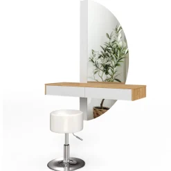 Schminktisch Melisa Weiß 120 cm mit LED Beleuchtung und Hocker Vicco