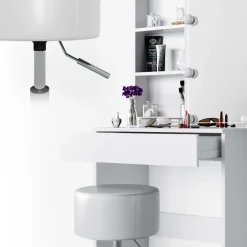 Schminktisch Melle Weiß 68 cm mit LED Beleuchtung und Hocker Vicco