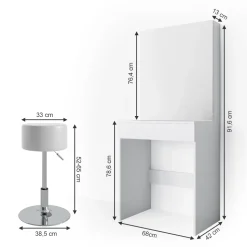 Schminktisch Melle Weiß 68 cm mit Hocker Vicco