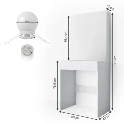 Schminktisch Melle Weiß 68 cm mit LED Beleuchtung Vicco