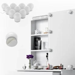 Schminktisch Melle Weiß 68 cm mit LED Beleuchtung Vicco