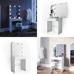 Schminktisch Melle Weiß 68 cm mit LED Beleuchtung Vicco