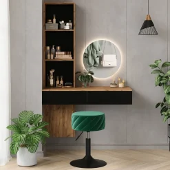 Schminktisch Melora Eiche/Schwarz 100 cm Vicco