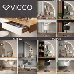 Schminktisch Melora Weiß/Eiche 100 cm mit LED-Spiegel Vicco