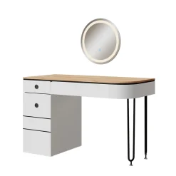 Schminktisch Mia Weiß/Naturholz 120 cm mit LED-Spiegel Vicco