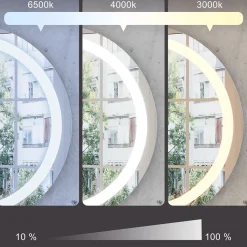 Schminktisch Mirela Grau 90 cm mit LED-Spiegel und Hocker Vicco