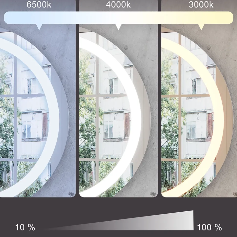 Schminktisch Mirela Grau 90 cm mit LED-Spiegel und Hocker Vicco