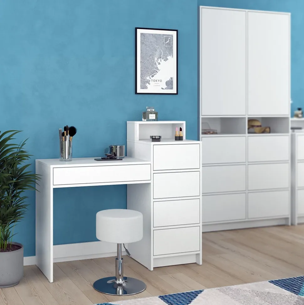 Schminktisch Naara Weiß 110.5 cm mit Hocker Vicco