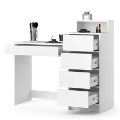 Schminktisch Naara Weiß 110.5 cm mit 5 Schubladen Vicco