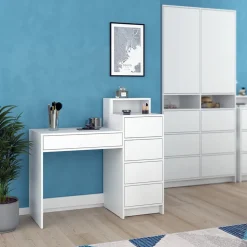 Schminktisch Naara Weiß 110.5 cm mit 5 Schubladen Vicco