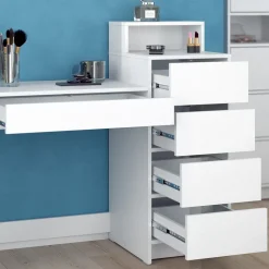 Schminktisch Naara Weiß 110.5 cm mit 5 Schubladen Vicco