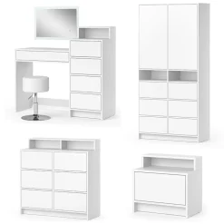 Schminktisch Naara Weiß 110.5 cm mit 5 Schubladen Vicco