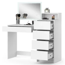 Schminktisch Naara Weiß 110.5 cm mit LED-Spiegel Vicco