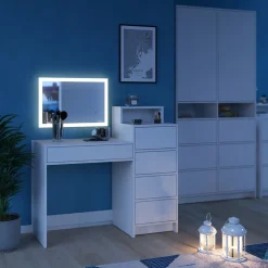 Schminktisch Naara Weiß 110.5 cm mit LED-Spiegel Vicco