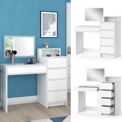 Schminktisch Naara Weiß 110.5 cm mit LED-Spiegel Vicco