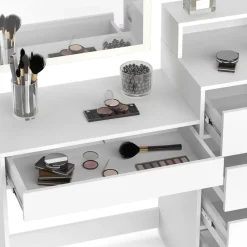 Schminktisch Naara Weiß 110.5 cm mit LED-Spiegel Vicco