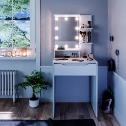 Schminktisch Ruben Weiß 60 cm mit LED Beleuchtung Vicco