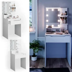 Schminktisch Ruben Weiß 60 cm mit LED Beleuchtung Vicco