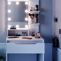 Schminktisch Ruben Weiß 60 cm mit LED Beleuchtung Vicco