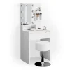 Schminktisch Ruben Weiß 60 cm mit LED Beleuchtung und Hocker Vicco