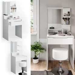 Schminktisch Ruben Weiß 60 cm mit Hocker Vicco