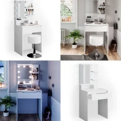 Schminktisch Ruben Weiß 60 cm mit Hocker Vicco