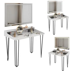 Schminktisch Sannar Weiß 110 cm mit LED-Spiegel Vicco